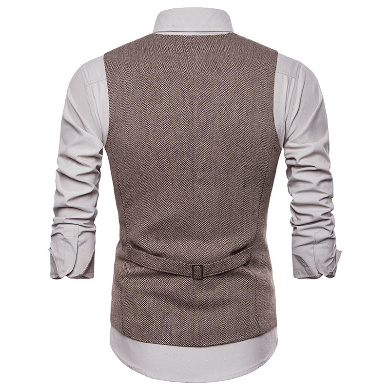 Sumitong men's spring and autumn new herringbone single breasted vest