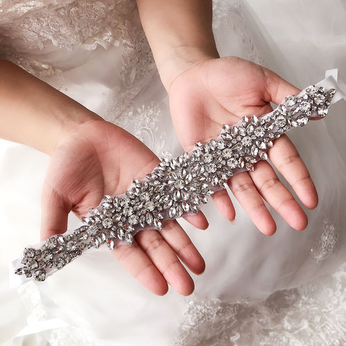 Handmade diamond belt for bride Luxury rhinestone bridesmaid dress girdle photos shooting ribbon bling sashes