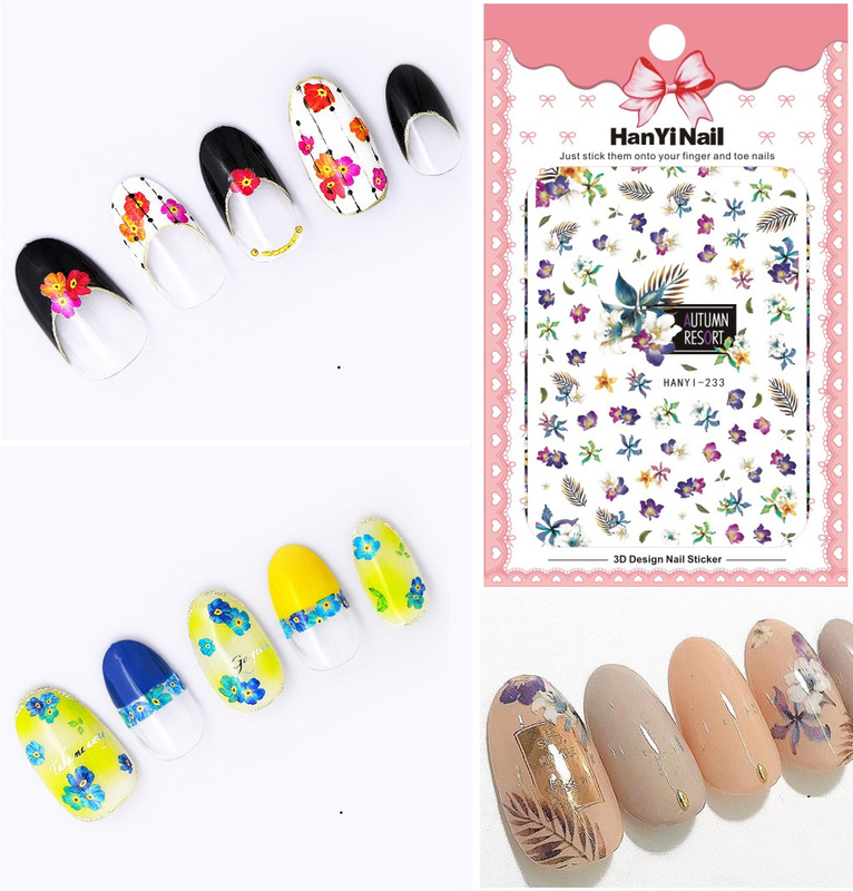 HanYI233-241 Ultra-thin Japanese 3D Nail Stickers with Adhesive Nail Art Stickers Nail Art Accessories