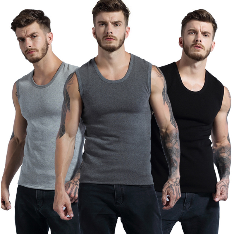 秋冬季男士保暖背心加绒加厚运动打底紧身无袖坎肩马甲健身青年潮