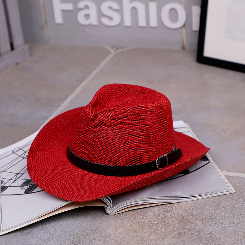 Sombrero de verano para hombres vaqueros occidentales sombrero de sombrero de sombrero de paja protector solar Amazon venta caliente un cabello