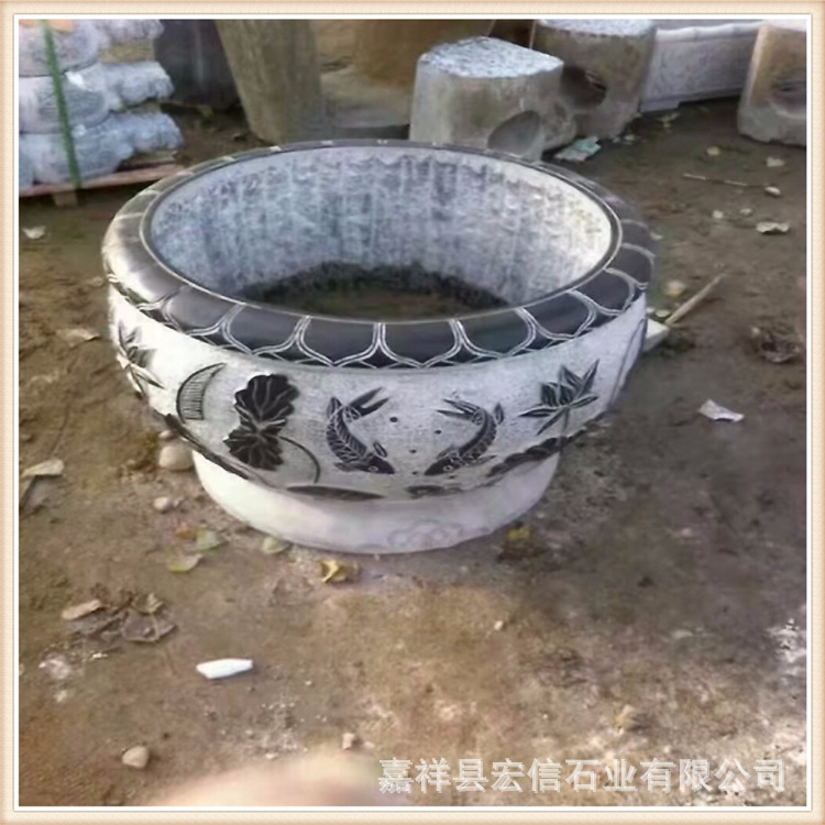 石雕花盆水缸