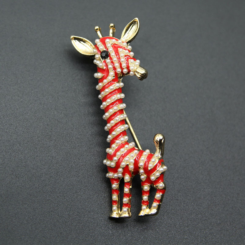 Süße Giraffenbrosche Mit Perle Und Emaille Für Damen_voghion.com