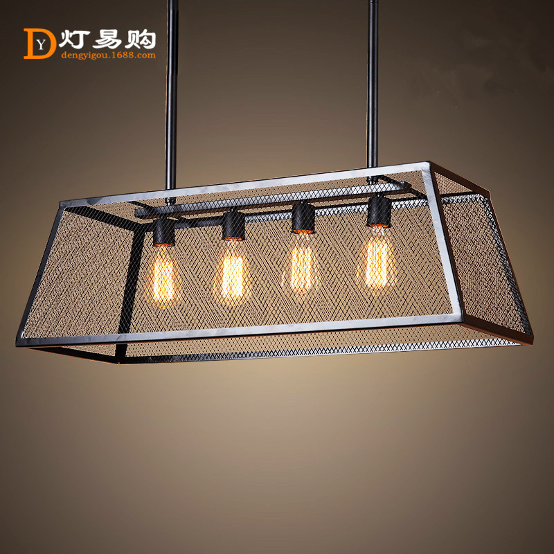 American Retro loft Industrial Style Trapezoidal Gauze Chandelier Creative Restaurant Living Room Clothing Store Cafe Chandelier