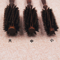 Hair salon hair tools wooden round roller comb twill pig bristle comb anti-static professional hairstylist styling comb wholesale