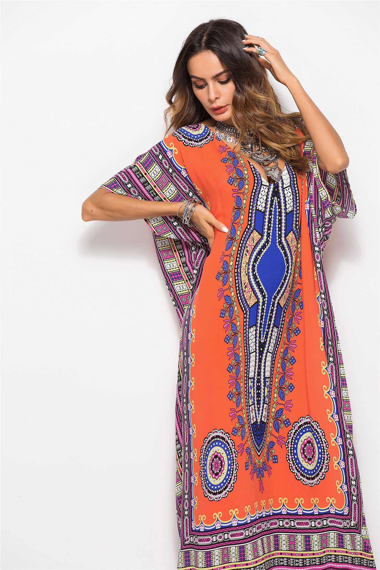 plus size printing casual fashion dress  NSDF22872