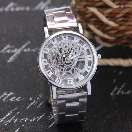 Foreign trade AliExpress men's watch best-selling watch hollow gold fashion watch imitation mechanical men's steel band quartz watch