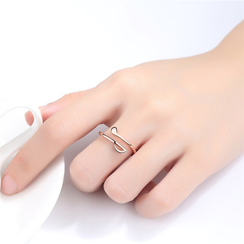 Internet celebrity's same creative hot sale Korean Dongdaemun silver-plated note ring for women Valentine's Day music ring