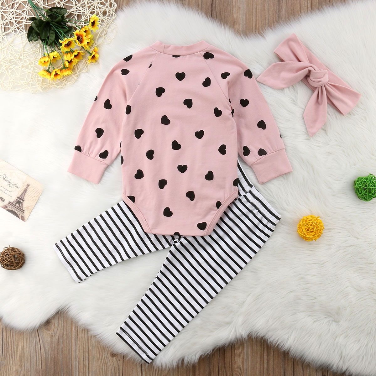 Heart Print Romper Set