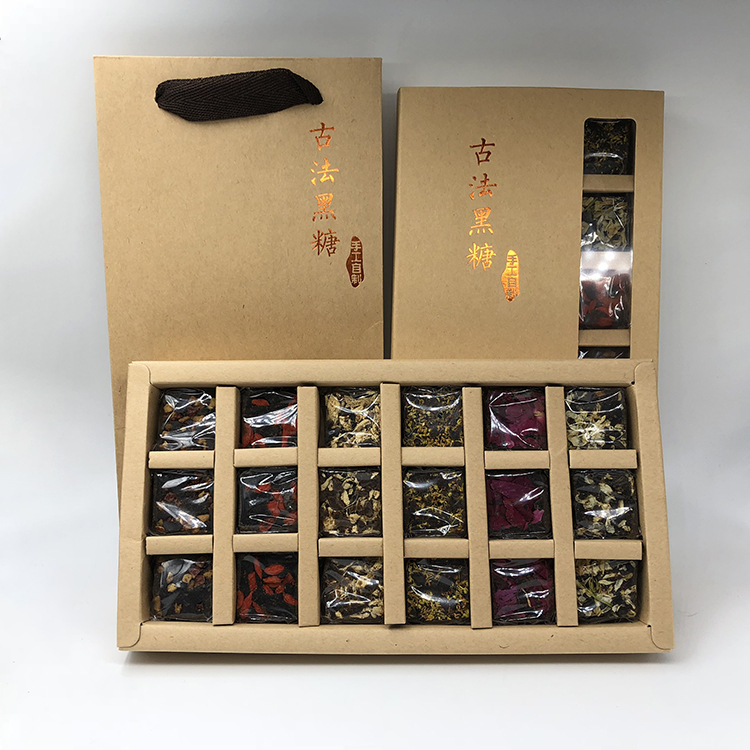 雲南古法黑糖 紅糖生姜玫瑰紅棗甘蔗手工熬制黑糖獨立禮盒裝 批發