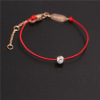 Birthday charm, red rope bracelet stainless steel, golden chain, simple and elegant design, pink gold