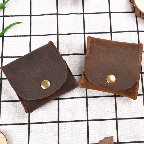 Genuine leather mini coin purse creative retro key bag coin bus loose wallet new style