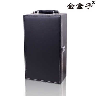 厂家直销 义乌红酒礼盒 红酒双支皮盒 红色两支装葡萄酒包装盒