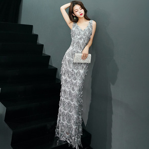 Evening Dress Banquet Noble Long Fishtail Evening Dress Sequins