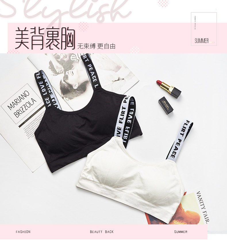 New seamless strapless undergarments without steel rings, with letters, comfortable base and sporty halter tops, sold directly by the manufacturer for women detail image 1