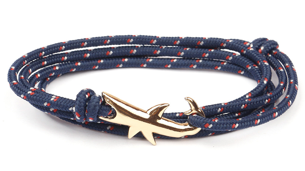 12g Weight Bracelets Classification Alloy, rope Chain Material 1 Piece Quantity Holiday, Daily, Street Occasion Alloy, rope Material Shark Pattern Men's Gender Layered Design Casual, Simple Style Style Casual Simple Style Shark Alloy Rope Layered Men's Bracelets Men's Chain Bracelets 11
