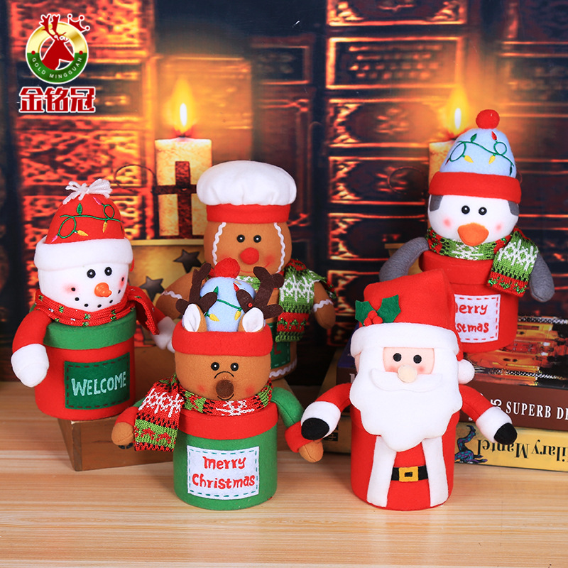 厂家透明塑料圣诞糖果罐圣诞老人礼物盒苹果罐老人装饰儿童糖果瓶