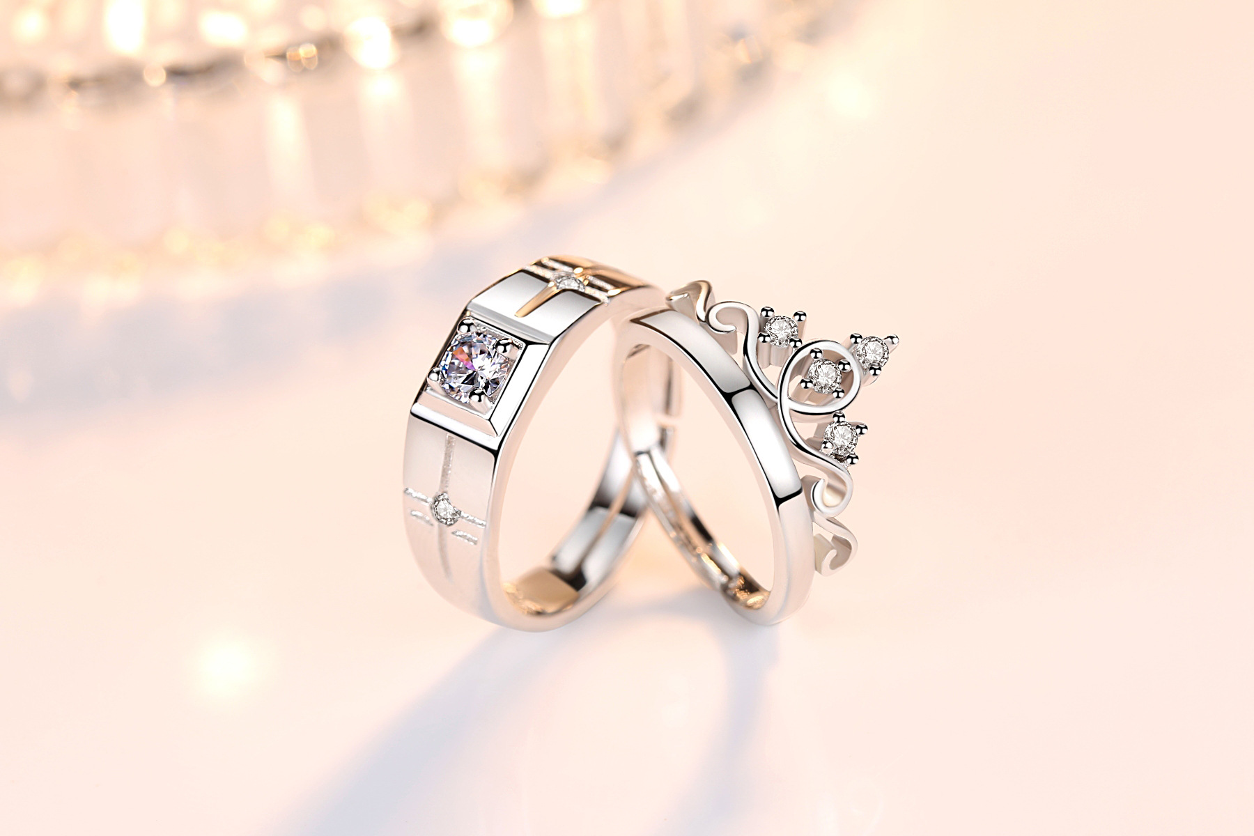 Copper Material Women'S Copper Patchwork Flocking Inlay Crown Shell Zircon Wedding Jewelry