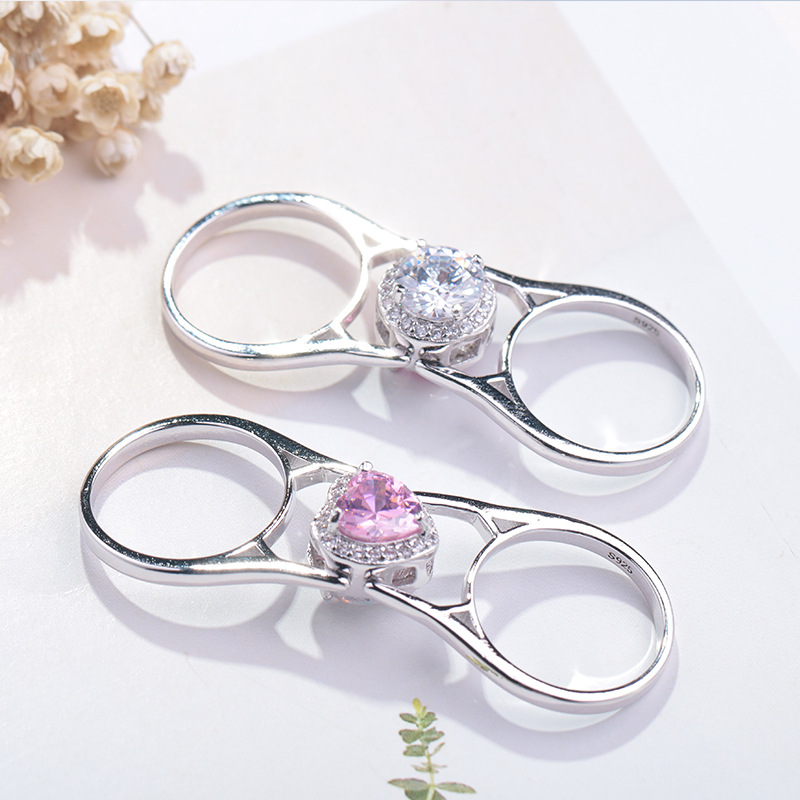 Fashion Geometric Sterling Silver Inlay Artificial Gemstones Rings