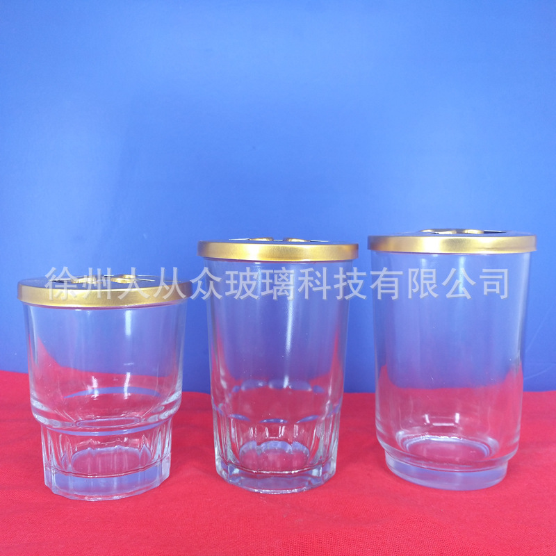 供应100ml双拉环玻璃口杯 透明酒杯冷啖杯白黄保健酒大口玻璃杯