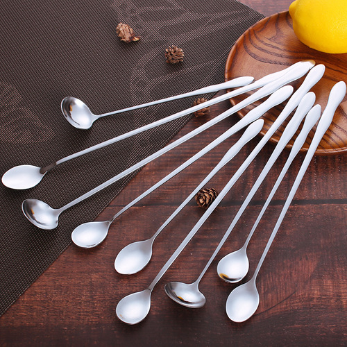 Stainless steel Zibo barbecue seasoning spoon, seasoning mixing spoon, milk tea sand, ice spoon, deep jar honey gourd spoon