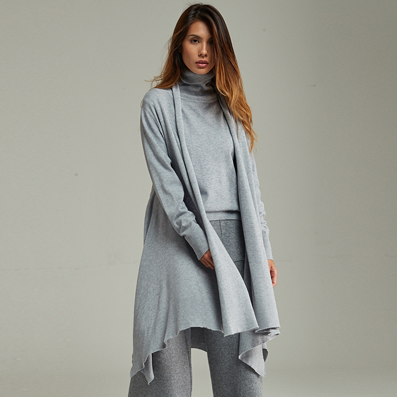 2019秋冬新款韩版时尚针织衫开衫毛衣外套中长款女式风衣宽松大衣|ms