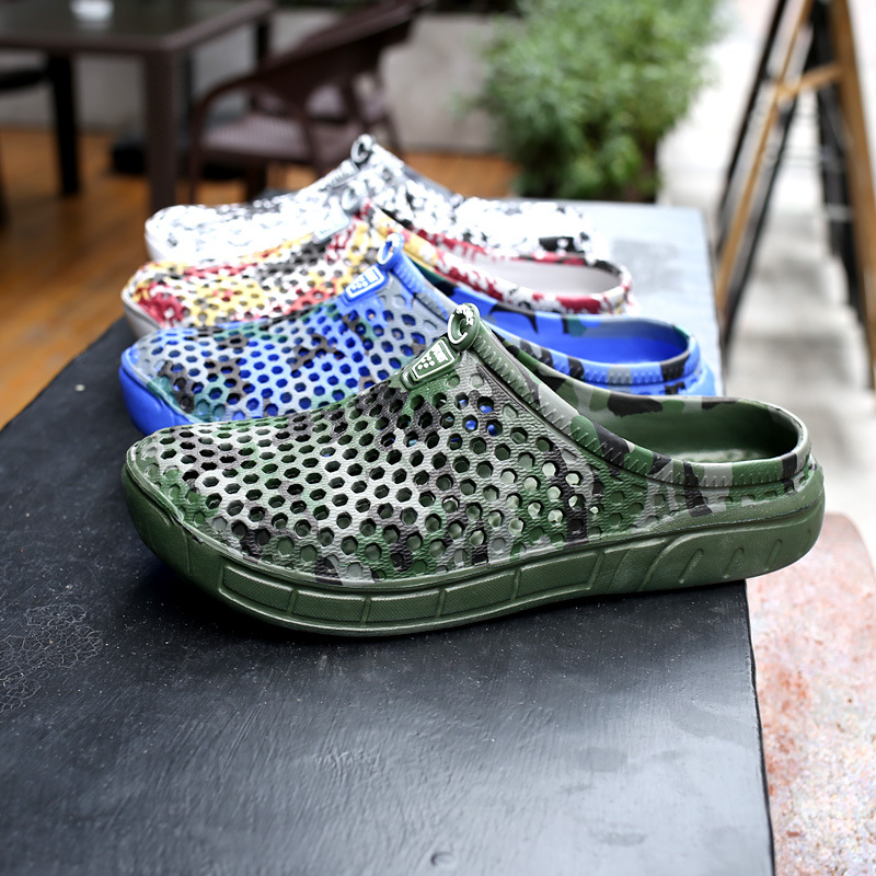 夏季拖鞋男士洞洞鞋韓版個性潮流沙灘鞋透氣防滑包頭鳥巢涼鞋子