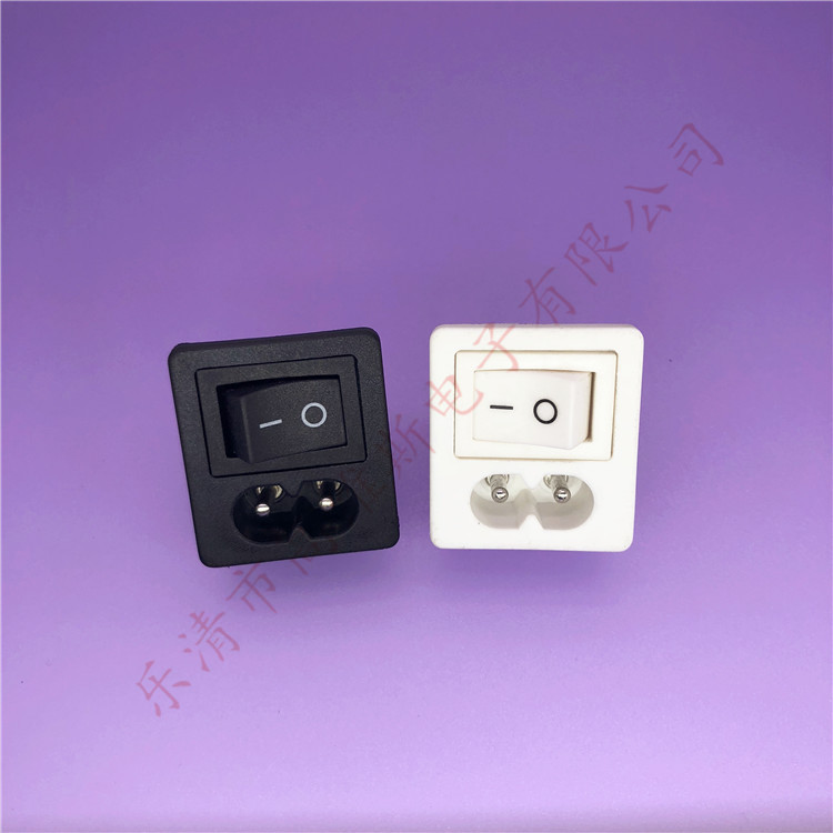 供应AC电源插座 带开关电源两芯插座八字尾插座带开关8字插座
