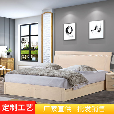 2020现代简约板式双人床1.5米1.8米 单人双人床公寓酒店床定做
