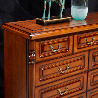 美式纯实木斗柜 壁橱 客厅 卧室家具  九斗 六斗 五斗柜|ru