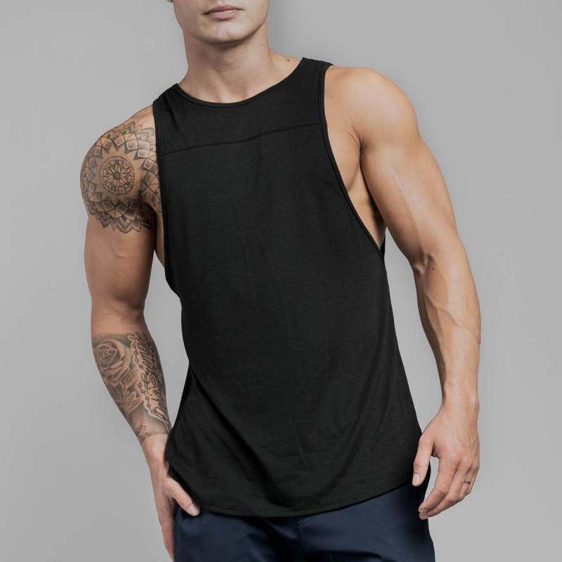 Comercio exterior nuevo en blanco hombres culturismo fitness deportes chaleco liso camiseta sin mangas color sólido costura suelta más tamaño