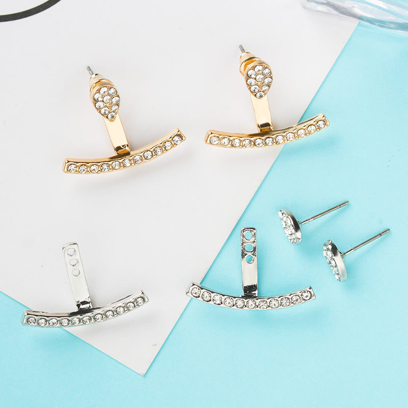 Water Drop Metal Full Diamond Earrings display picture 3