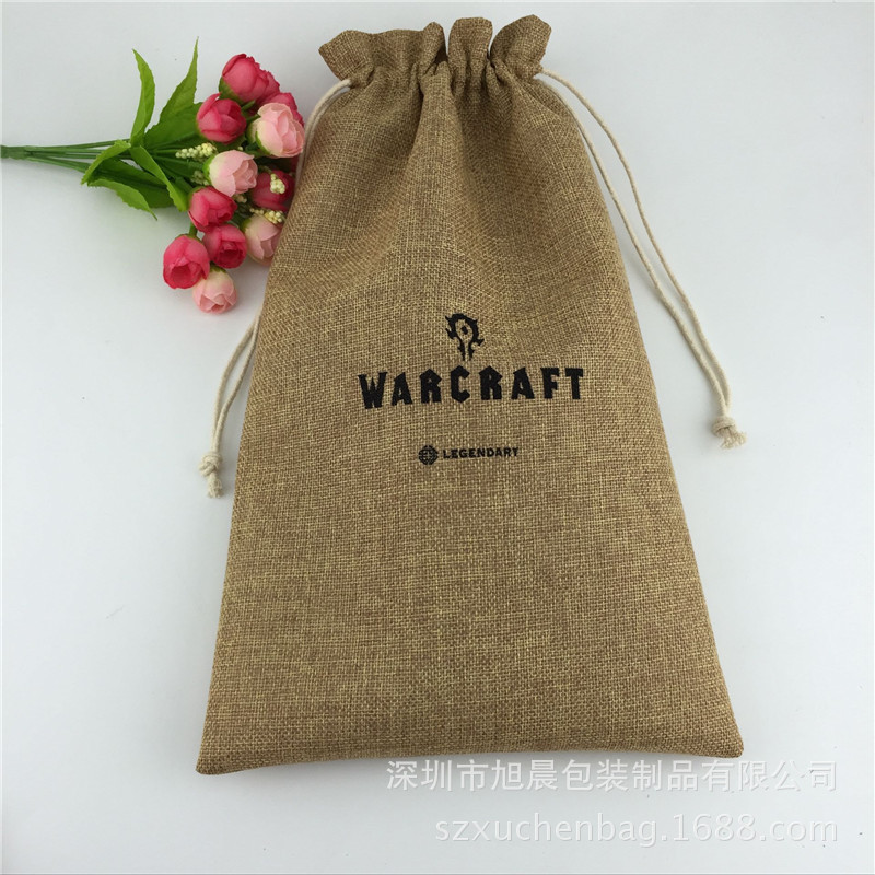 丝印logo茶叶礼品麻布袋 大米麻布袋来样来图 佛珠麻布袋批发