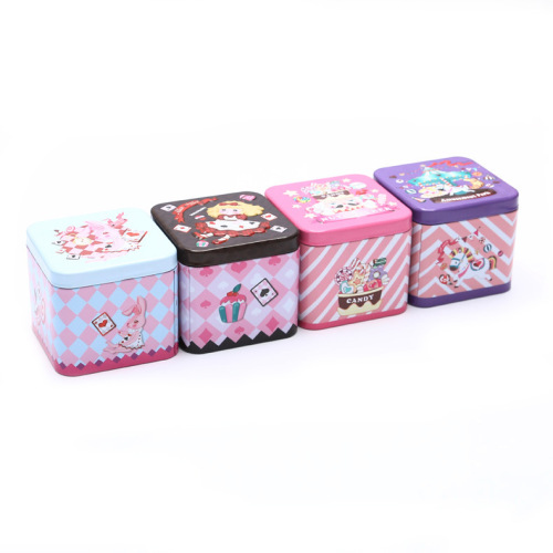 Creative Square Embossed Storage Box, Tin Cartoon Packaging Box, Metal Accessory Packaging Tin Box