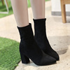 Demi-season fashionable high elastic low boots pointy toe, 2019, European style