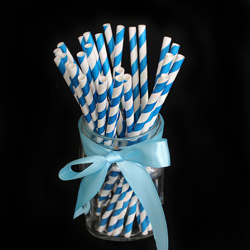 Cross-border new product striped paper straws coffee milk tea thick color food grade degradable disposable straws custom-made