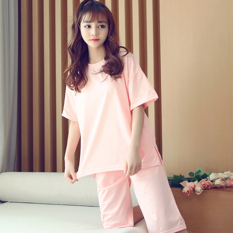 帮手主图-华信2018夏季新款短袖6535女士睡衣套装学生圆