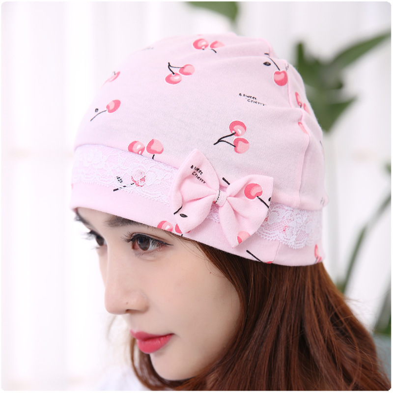 double-deck thickening Cherry Bloom Month of cap Elastic force Headband postpartum Sitting on the moon Scarf Windbreak keep warm Pregnant cap