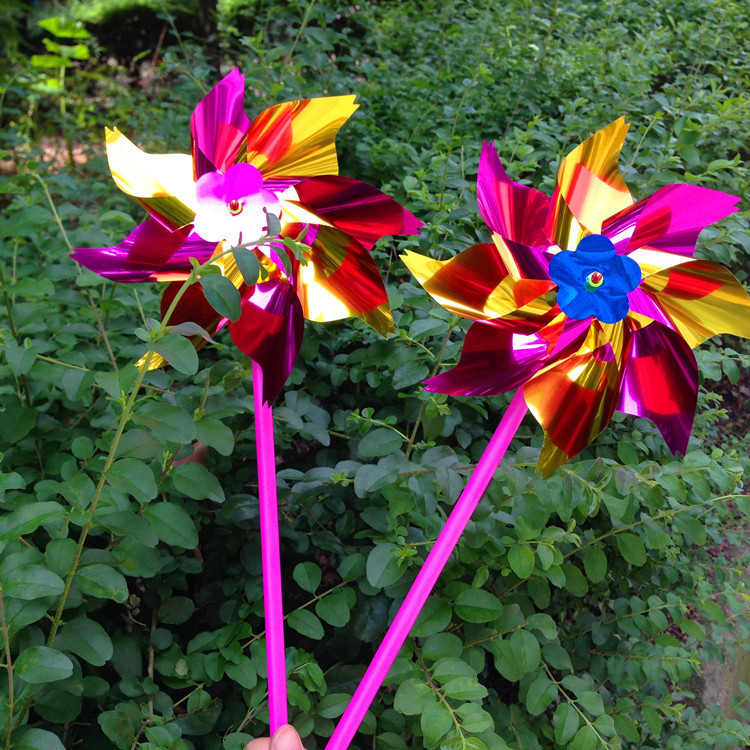 plastic colorful cartoon windmill toy for kindergarten