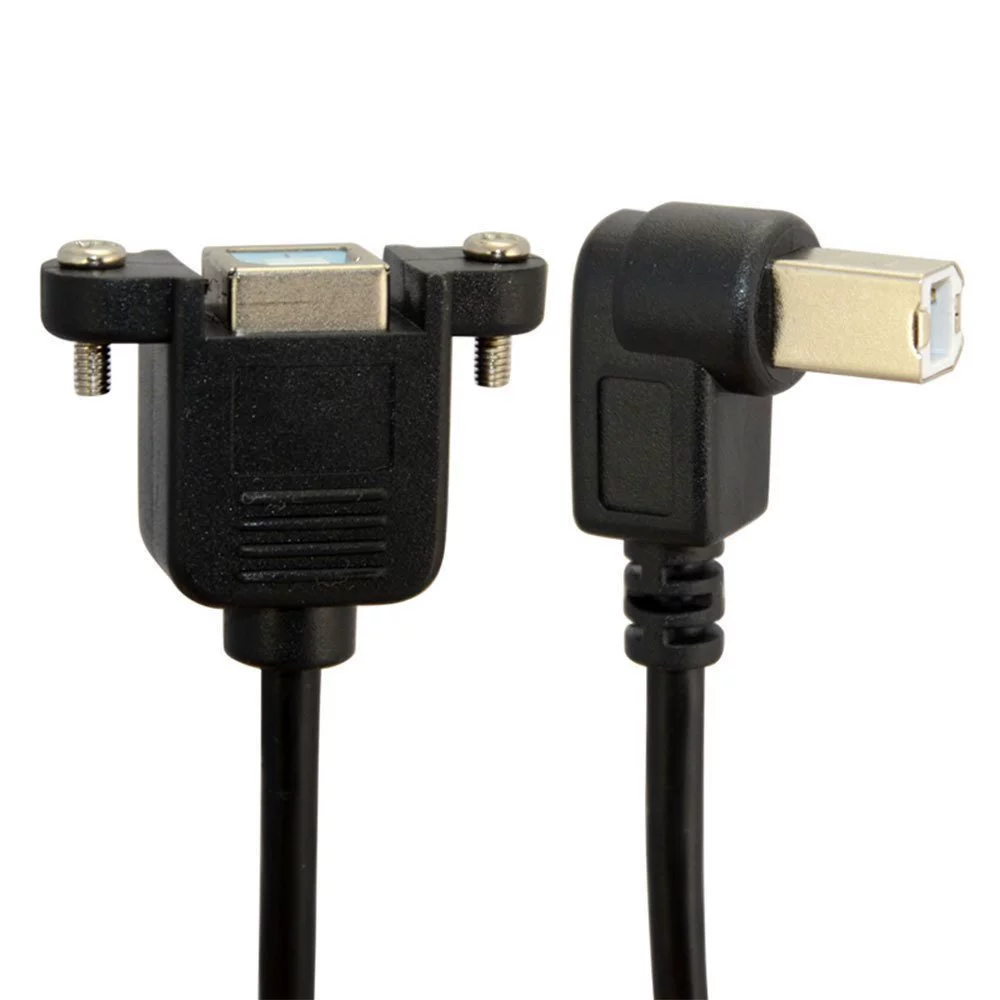 USB 2.0 B штекер в B гнездо удлинитель, панельный кабель USB 2.0 BF/BM 90° изгиб 1 м