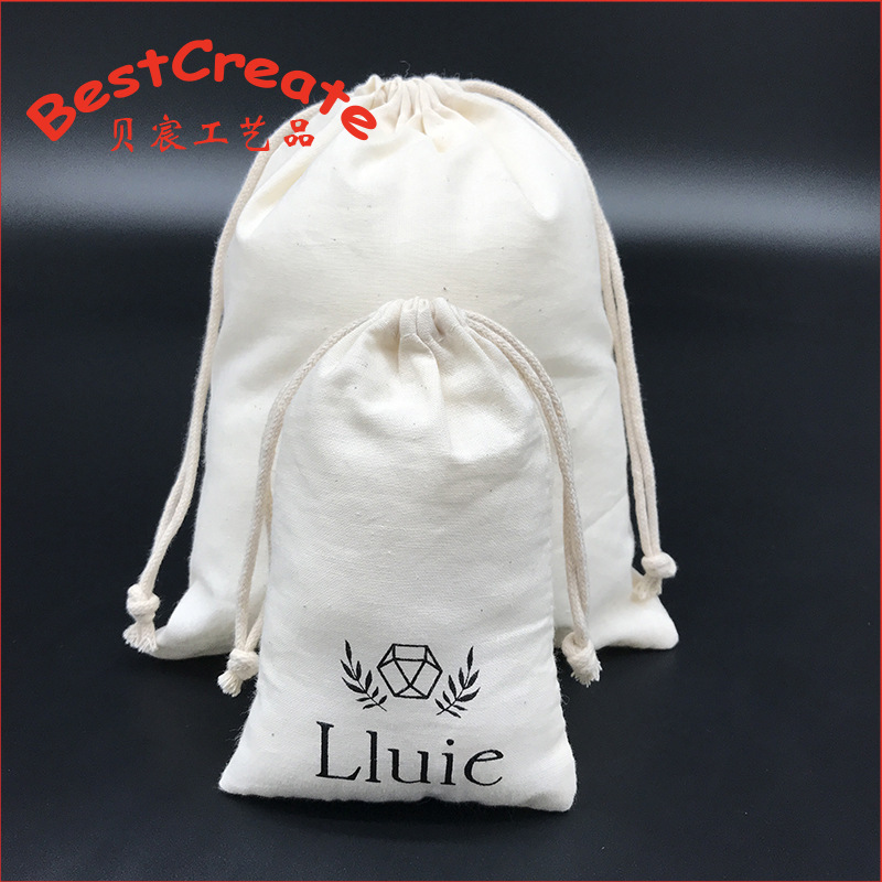 厂家供应精品印花棉布袋 礼品首饰袋 环保购物棉布束口抽绳袋