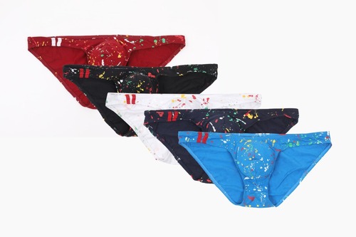 Men's Lycra 100% Cotton Print Underwear Paint Dot Triangle Pants E046