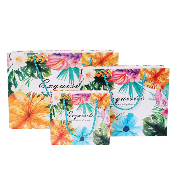 New tropical flower watercolor gift bag clothing bag paper bag…