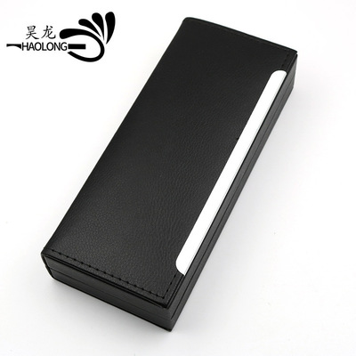 高档商务PU皮质铝条礼品包装笔盒可烫印压印LOGO广告笔包装礼盒|ru