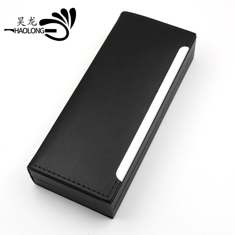 高档商务PU皮质铝条礼品包装笔盒可烫印压印LOGO广告笔包装礼盒|ru