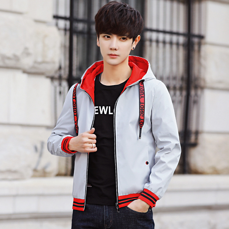 2018 man New products Two-sided Jacket Autumn Trend Teenagers Korean Edition Hooded Wear both sides men's wear coat new pattern