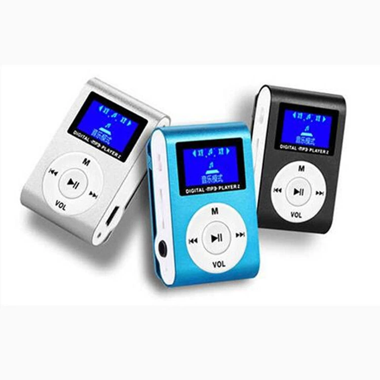 Мини-плеер MP3, металлическая клипса с экраном, слот TF карты, ультратонкий легкий