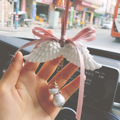 Car jewelry ins water tone bell wing double-sided gypsum aromatherapy Pendant