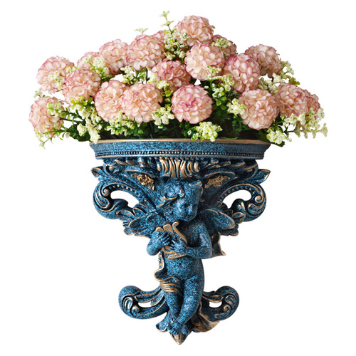 Cross-border wholesale European creative angel flowerpot resin wall background wall decoration living room three-dimensional wall accessories