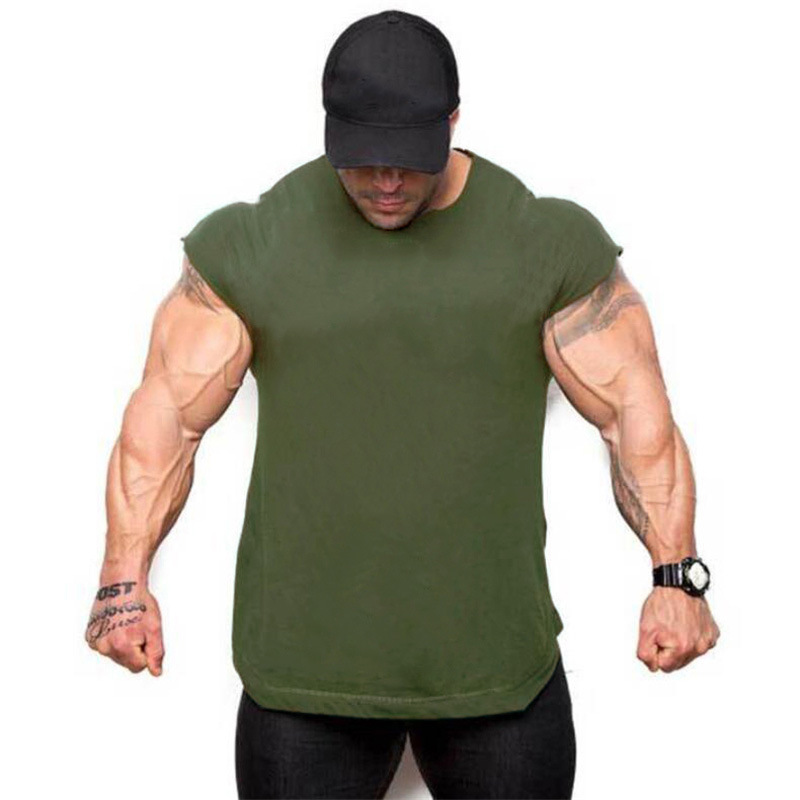 Muscle fitness color sólido vacío algodón Chaleco de los hombres deportes entrenamiento Delgado chaleco sin mangas